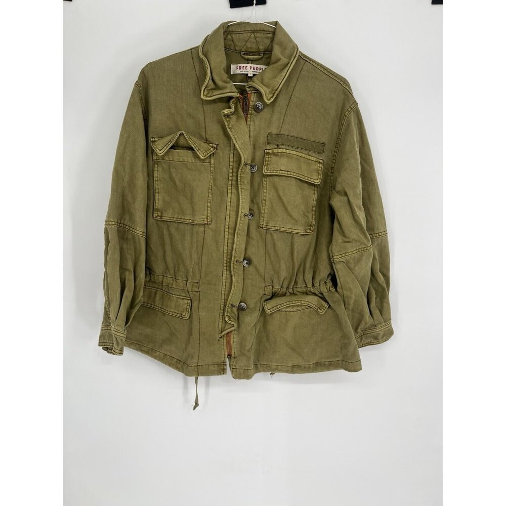 Free People Jacket Womens Small‎ Olive Green Seize The Day Military Oversized